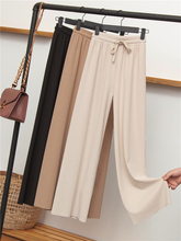 Ice silk wide leg pants female summer high waist fashion drape students loose nine points straight pants thin section was thin 2024 - buy cheap