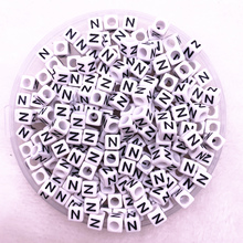 100pcs/lot "N"White Alphabet/ Letter Acrylic Cube Beads For DIY Jewelry Making 6x6mm(1/4"x1/4") 2024 - buy cheap