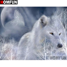 HOMFUN Full Square/Round Drill 5D DIY Diamond Painting "Wolf" Embroidery Cross Stitch 5D Home Decor  A16333 2024 - buy cheap
