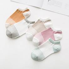 10 pieces = 5 pairs Spring summer new plain small fresh contrast stripes cotton women slipper socks cotton socks 2024 - buy cheap