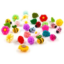 Chinchetas decorativas de 80 piezas, pasadores coloridos de flores, margaritas, rosas, abejas, para hacer fotos, pared, tablero de corcho, Pin de dibujo 2024 - compra barato