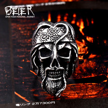 BEIER 316L Stainless Steel Senior citizens Face Men's Ring Punk Skull Prophet Turban Bearded Fashion Jewelry LLBR8-662R 2024 - buy cheap