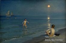 Boys Bathing at Skagen Summer Evening by Peder Severin Kroyer oil painting reproduction High quality Hand painted 2024 - buy cheap