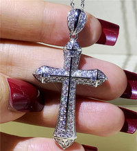 Pingente cruz prata esterlina 925, pedra cz aaaaa, pingente de festa de casamento com colares para mulheres, homens, joias 2024 - compre barato