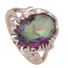 Diseño real Arco Iris circón plata estampado joyería de moda para mujer anillos de fiesta de boda joyería de moda USA tamaño #6 #7 #8 #9 JR1995A 2024 - compra barato