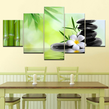 Papel tapiz de piedras zen de bambú, 5 piezas, lienzo Modular moderno, pintura brillante para sala de estar, decoración del hogar 2024 - compra barato