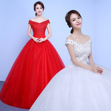 XXN-049#Ball Gown Off Shoulder white red Sequins Bride's wedding dress lace up Dresses cheap wholesale fit Pregnant woman clothe 2024 - buy cheap