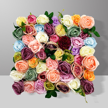 Painéis de flores de rosas de seda artificiais 50x50cm, peônia, painéis 3d de decoração de parede de casamento, flores falsas românticas, decoração de palco e festa 2024 - compre barato