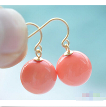 12mm pink ROUND SOUTH SEA SHELL PEARL DANGLE EARRING P3801 ^^@^Noble style Natural Fine jewe FREE SHIPPING 2024 - buy cheap