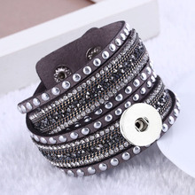 Pingentes intercambiáveis de cristal 083 bracelete de couro de veludo 18mm botão de pressão joias bracelete de enfeite para mulheres presente 39cm, imperdível 2024 - compre barato