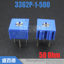 10 pçs/lote 3362P-1-500 Guarnição Trimmer Potenciômetro Resistor Variável 50 Ohm 2024 - compre barato