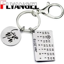 FLYANGEL Love You Personalized Engraved Date Keychain Key Holder Jewelry Couples Anniversary Keyring Lover Birthday Gifts 2024 - buy cheap