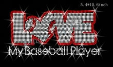 YX Free shipping  Rhinestone Iron On Transfer Rhinestone Iron Rhinestone Transfer "Baseball Love my baseball player " 2024 - buy cheap