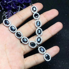 Natural black blue sapphire Necklace natural gemstone Pendant Necklace S925 silver Classical round women gift party fine Jewelry 2024 - buy cheap