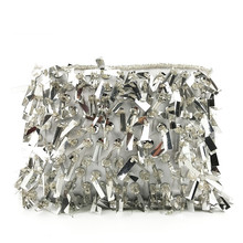 Vintage Evening Beaded Bags Sequins Silver Wedding Bags For Bride Women Messenger Party Handbags Elegant Handmade Clutch Purses 2024 - buy cheap