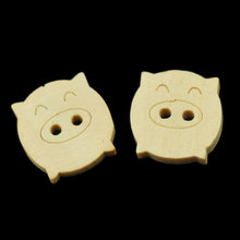 100PCS Cute Pig Wooden Decorative Button Natural Color Crafts Accessories for Costura Scrapbooking Wood Craft Big Pig Buttons 2024 - buy cheap