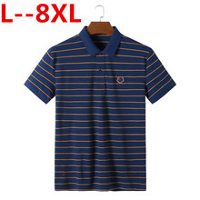 8XL 6XL Мужская футболка с отложным воротником, мужская хлопковая дышащая деловая Повседневная футболка, модная футболка с коротким рукавом, мужские топы 2024 - купить недорого