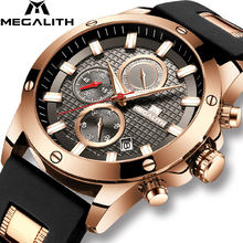 MEGALITH Fashion Chronograph Men Watches Date Silicone Strap Sports Quartz Watch Men Luminous Waterproof Clock Relogio Masculino 2024 - buy cheap