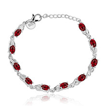 JH350-pulsera de plata de cristal rojo para mujer, pulsera de moda, joyería de calidad superior, para boda 2024 - compra barato