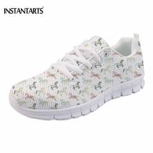 INSTANTARTS Cute Carousel Horses Printing Girls Mesh Flats Shoes Comfortable Spring/Autumn Women's Sneakers Fashion Lace-up Flat 2024 - buy cheap