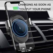 Автомобильный держатель Qi Беспроводное зарядное устройство для Samsung S9 QC 3,0 10W 5V быстрая Беспроводная зарядка Автомобильный держатель Подставка для iPhone автомобильное зарядное устройство авто 2024 - купить недорого