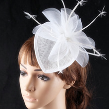 Sinamay-tocado blanco elegante, sombreros de cóctel, accesorios para el cabello de boda, sombreros Milliney de alta calidad 2024 - compra barato