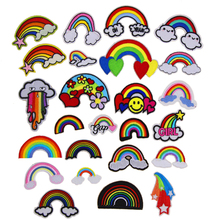 Free Shipping 10 pcs Rainbow Embroidered iron on Motif Applique garment hat bag shoe decor embroidery patches DIY accessories 2024 - buy cheap