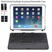 Cubierta de carcasa de teclado Bluetooth inalámbrico desmontable para iPad Air 2 1, carcasa colorida de aleación de aluminio, con retroiluminación, 2018, 2017 2024 - compra barato