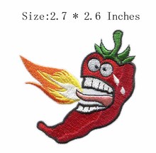 Fire with a pepper 2.7" wide embroidery patch  for hot/scared/dazed 2024 - buy cheap