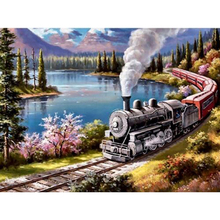 Pintura con diamantes, imagen de paisaje, mosaico de tren tradicional, bordado con diamantes de imitación cuadrados completos, 5D, decoración para el hogar, ll110 2024 - compra barato