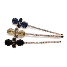 1 Pair Trendy Black Rhinestone Hair Clips For Women Full Crystal Rose Gold Hair Pins Clips Navy Barrette Girl Hair Accessories 2024 - buy cheap