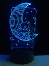Gaopin cabo de iluminação decorativo 3d led, presentes para crianças, lua urso, usb, luz noturna multicolorida para quarto, lâmpada de mesa festa em casa 2024 - compre barato