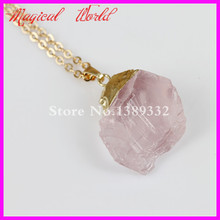 1Pc Special Natural Stone Women Necklace Raw Rough Pink Crystal Pendant Druzy Drusy  Gems Pendant Necklace 2024 - buy cheap