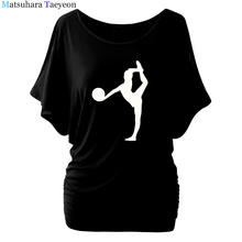 2020 batwing sleeve t shirt Women Fashion Girl Ball Rhythmic Gymnastic Girl Design TShirt Fantastic Printed Tops Casual Tees 2024 - buy cheap