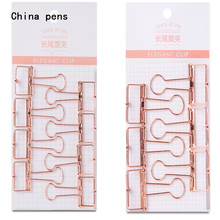 Size rose gold hollowed out design binder clip for office school paper organizer stationery supply decorative metal clips 2024 - buy cheap