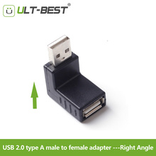 Ult-melhor 90 graus usb 2.0 um macho para fêmea angular adaptador usb 2.0 am/af conector para computador portátil computador preto 2024 - compre barato