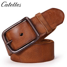 Catelles Male belt Cow strap male Genuine Leather vintage men's belts Pin Buckle Designer Belts For Men leather belt men 6010 2024 - buy cheap