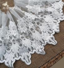 Tela de encaje bordado de alta calidad, accesorios de costura de 22cm, exquisita flor bordada de algodón, 1 yarda 2024 - compra barato