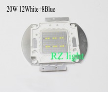 20 W 12 pcs Branco Frio 10000 K + 8 Azul Royal 445nm-455nm LED High Power DIY 2024 - compre barato