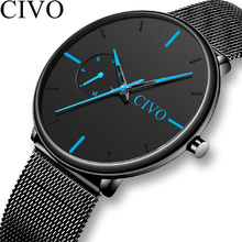 CIVO модные мужские часы Топ бренд класса люкс водонепроницаемые ультра тонкий циферблат спортивные кварцевые часы мужские сетчатые наручные часы Relogio Masculino 2024 - купить недорого