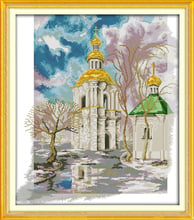 Winter castle cross stitch kit lanscape garden 14ct 11ct count printed canvas stitching embroidery DIY handmade needlework 2024 - buy cheap