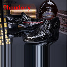 Balck Choudory Mens sapatos de couro genuíno patente cravado mocassins deslizar sobre sapatos de couro de pele de crocodilo casamento vestido oxford 2024 - compre barato