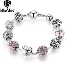 Silver Plated Strand Bracelet for WomenCharm Flower Crystal Chain Link Bracelet Pulseras Bead Fit Original Bracelet Jewelry gift 2024 - buy cheap