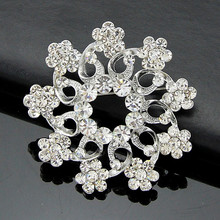 New Hot Selling Luxury Snowflake Crystals Flower Brooch Top Quality Women Bridal Dress Pins 2024 - buy cheap