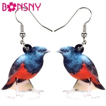 Pendientes de pájaro bonsny de acrílico con tapa blanca y agua redstart, colgantes largos y grandes, joyería novedosa con forma de Animal para mujeres y niñas, venta al por mayor 2024 - compra barato