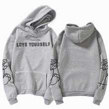 Толстовка с капюшоном «love yourself» для мальчиков, пуловер с капюшоном «love yourself», доставка, новое поступление, стиль «Harajuku» 2024 - купить недорого