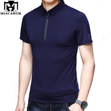 MIACAWOR-Polo con cremallera para hombre, ropa ajustada, camiseta de manga corta, T749 2024 - compra barato