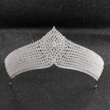 Crystals CZ Cubic Zirconia Wedding Bridal Royal Tiara Diadem Crown Women Prom Hair Jewelry Accessories CH10230 2024 - buy cheap