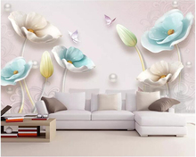 Beibehang-papel tapiz 3D personalizado, joyas y tulipanes, mariposa, dormitorio, sala de estar, sofá, TV, fondo, decoración del hogar 2024 - compra barato