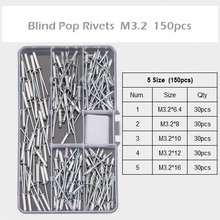 Remaches ciegos de aluminio para decoración de muebles, Kit surtido de remaches Pop para decoración de uñas, M3.2 * 150/8/10/12/16mm, envío gratis, 6,4 unids/set/juego 2024 - compra barato